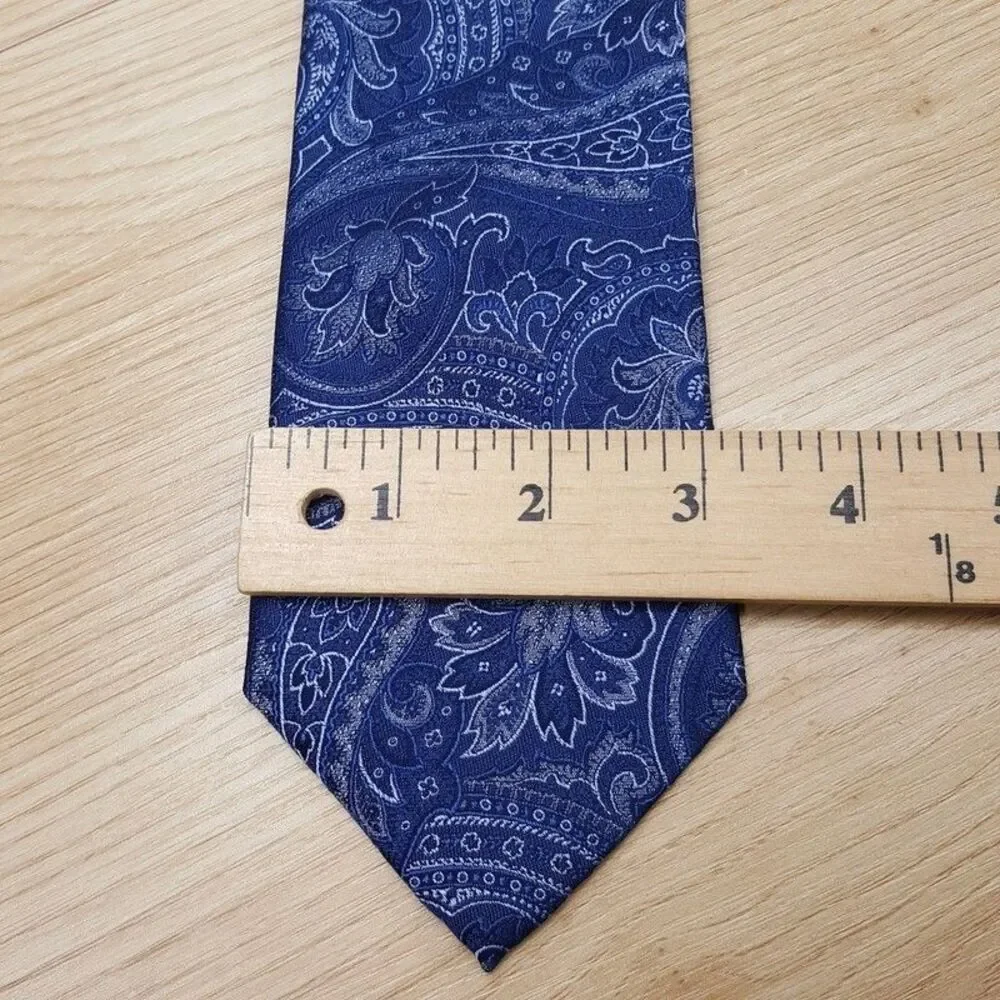 BLOOMINGDALES MENS STORE Neck Tie Blue Paisley 100% Silk Classic Necktie